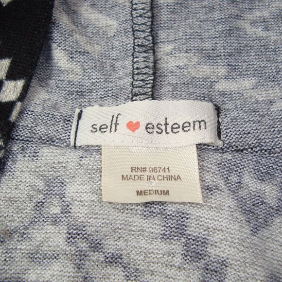 Self Esteem Womens Black Gray Aztec Design Hooded Poncho Sweater Size M - Picture 2 of 7